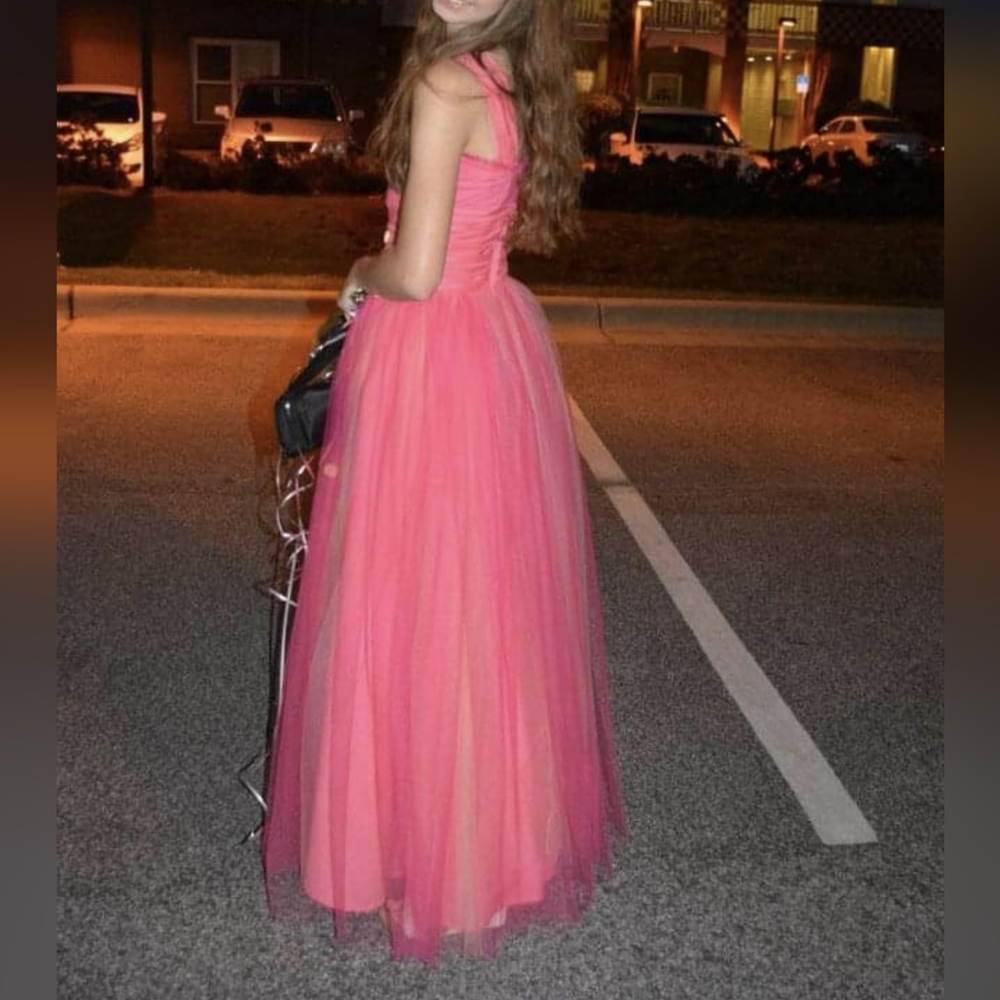 PROM Recital Barbie Pink Yellow Tulle Sleeveless Dress Size 0